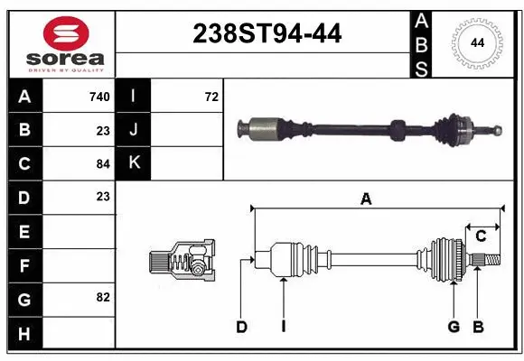 Arbre de transmission STARTCAR 238ST94-44