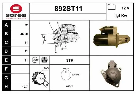 Démarreur STARTCAR 892ST11
