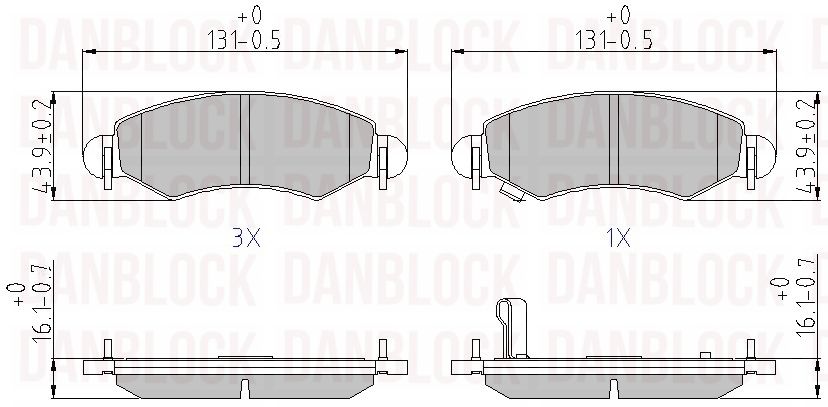 Kit de plaquettes de frein, frein à disque DANBLOCK DB 510750