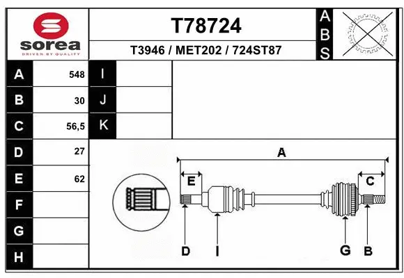 Arbre de transmission EAI T78724