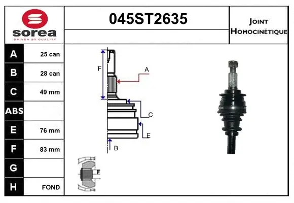 Jeu de joints, arbre de transmission STARTCAR 045ST2635