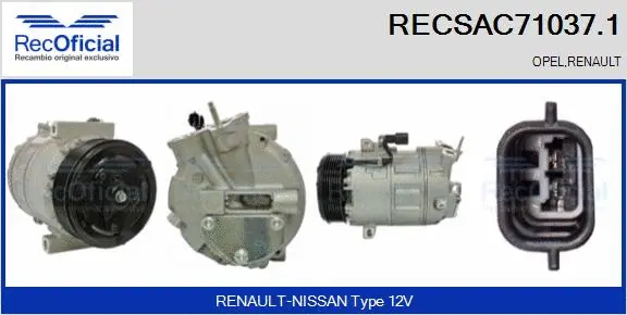 Compresseur, climatisation RECOFICIAL RECSAC71037.1