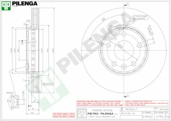 Disque de frein PILENGA V796