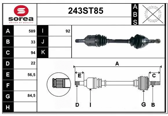 Arbre de transmission STARTCAR 243ST85