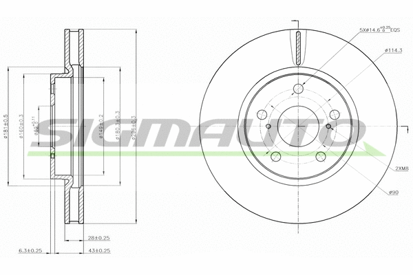 Disque de frein SIGMAUTO DBB814V