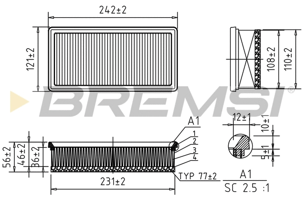 Filtre à air BREMSI FA1067