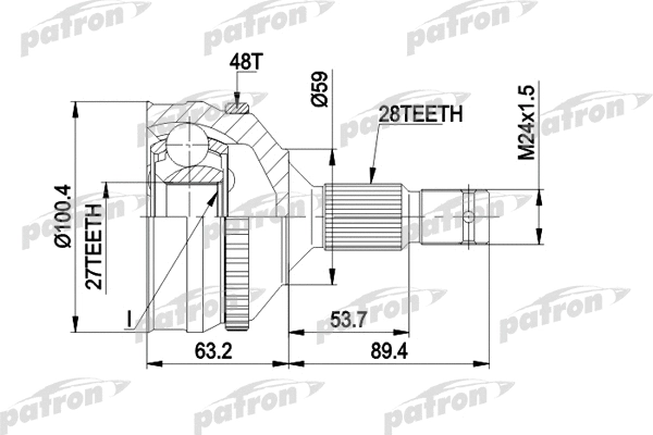 Jeu de joints, arbre de transmission PATRON PCV1264