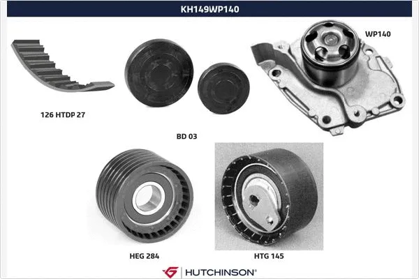 Pompe à eau + kit de courroie crantée HUTCHINSON KH 149WP140