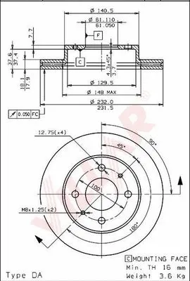 Disque de frein VILLAR 628.1016