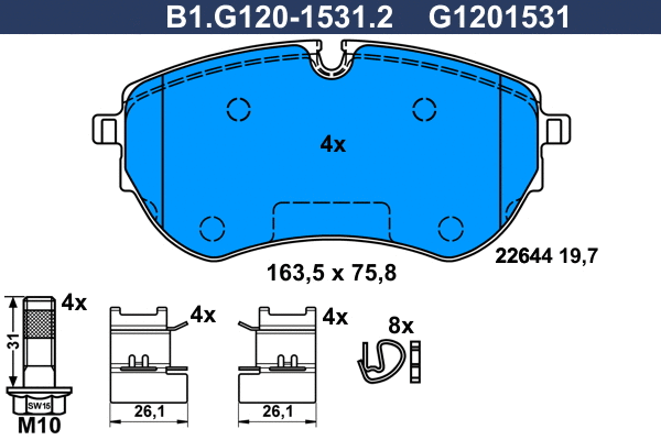 Kit de plaquettes de frein, frein à disque GALFER B1.G120-1531.2