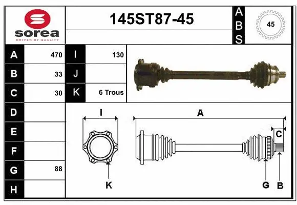 Arbre de transmission STARTCAR 145ST87-45