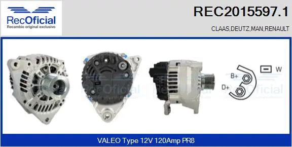 Alternateur RECOFICIAL REC2015597.1
