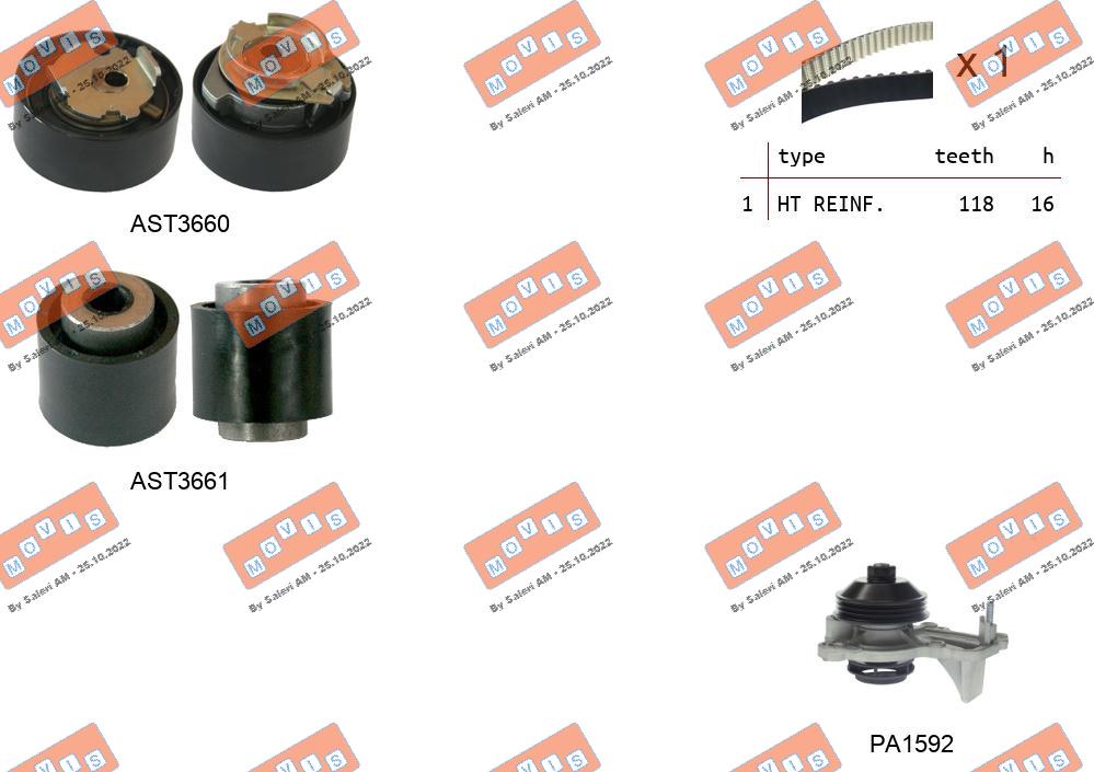 Pompe à eau + kit de courroie crantée MOVIS ASTK1167PA