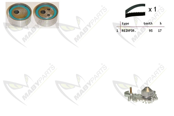 Pompe à eau + kit de courroie crantée MABYPARTS OBKWP0108