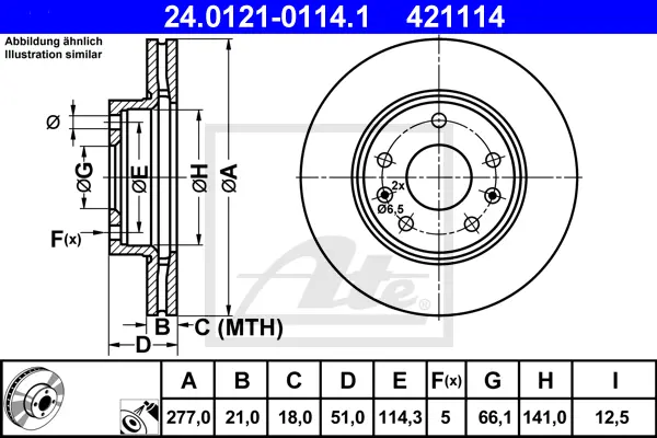 Disque de frein ATE-APAC 24.0121-0114.1