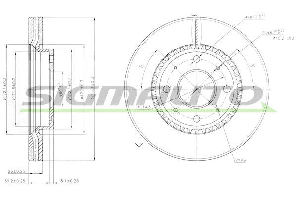 Disque de frein SIGMAUTO DBB528V