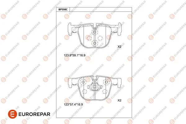 Kit de plaquettes de frein, frein à disque EUROREPAR 1681285980