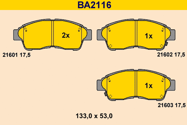 Kit de plaquettes de frein, frein à disque BARUM BA2116