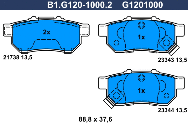 Kit de plaquettes de frein, frein à disque GALFER B1.G120-1000.2