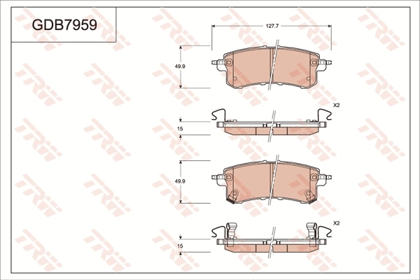 Kit de plaquettes de frein, frein à disque TRW GDB7959DT
