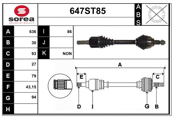 Arbre de transmission STARTCAR 647ST85