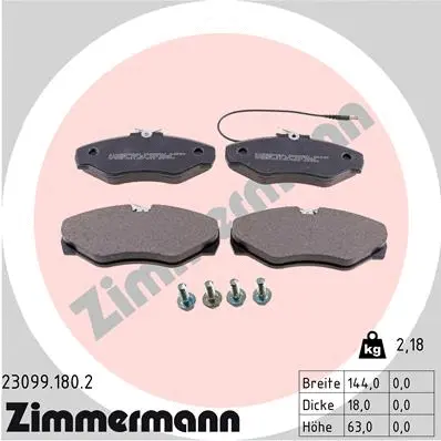 Kit de plaquettes de frein, frein à disque ZIMMERMANN 23099.180.2