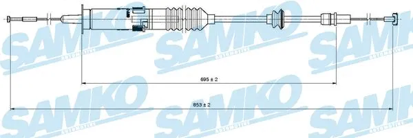 Tirette à câble, commande d'embrayage SAMKO C0222C