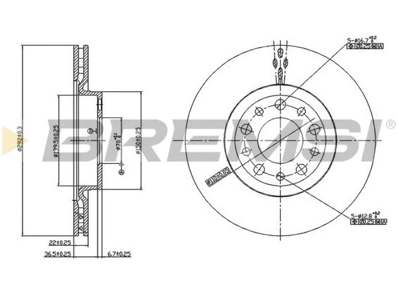 Disque de frein BREMSI CD7454V