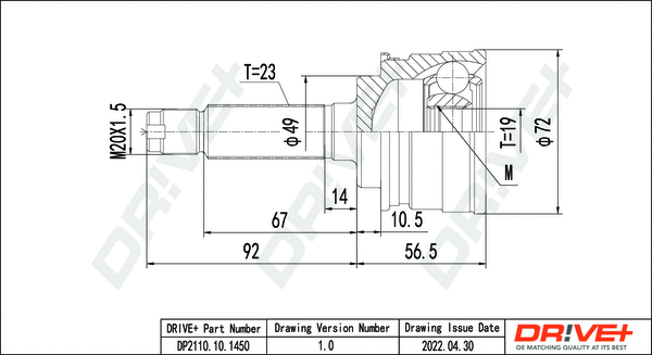 Jeu de joints, arbre de transmission Dr!ve+ DP2110.10.1450