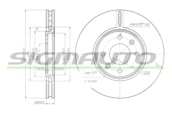 Disque de frein SIGMAUTO DBA841V