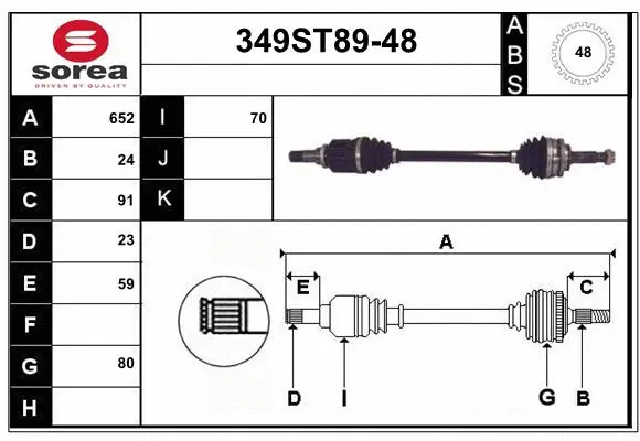 Arbre de transmission STARTCAR 349ST89-48