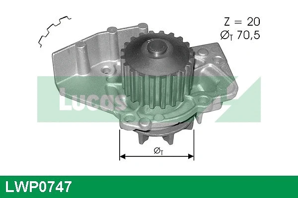 Pompe à eau, refroidissement du moteur LUCAS LWP0747