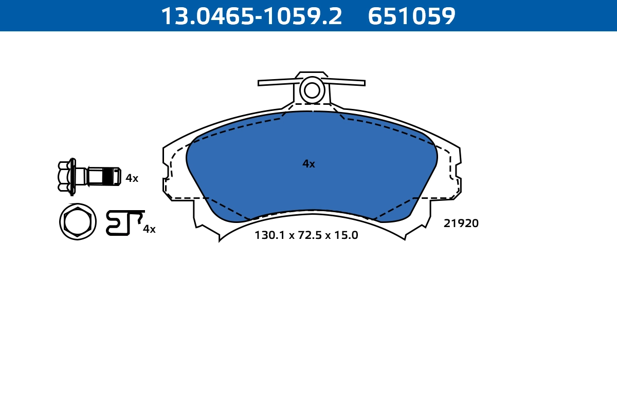 Kit de plaquettes de frein, frein à disque ATE-APAC 13.0465-1059.2