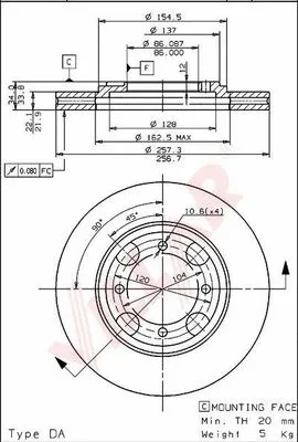Disque de frein VILLAR 628.0751