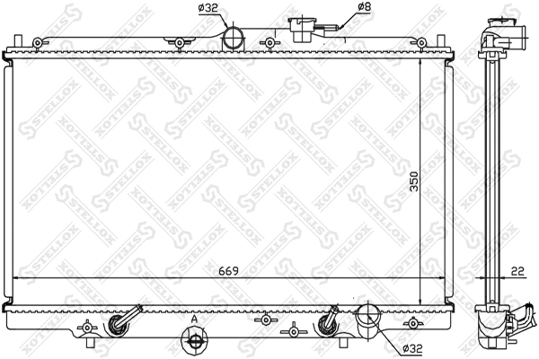 Radiateur, refroidissement du moteur STELLOX 10-25277-SX