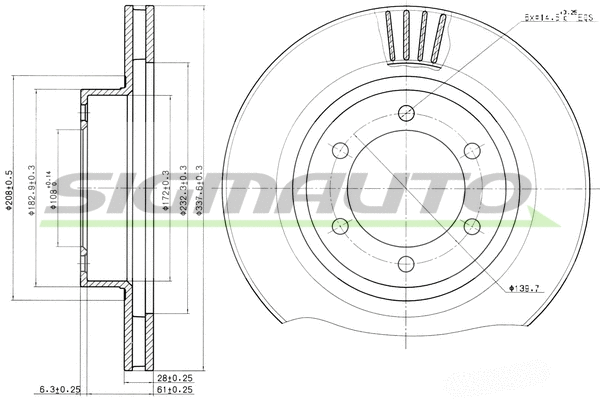 Disque de frein SIGMAUTO DBB594V