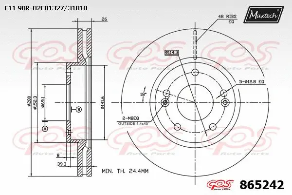 Disque de frein MAXTECH 865242