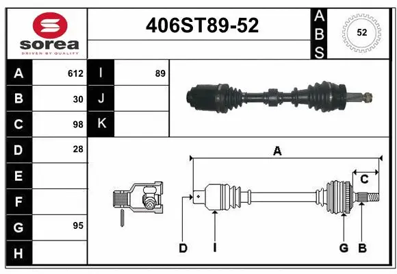 Arbre de transmission STARTCAR 406ST89-52