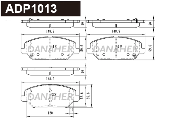 Kit de plaquettes de frein, frein à disque DANAHER ADP1013
