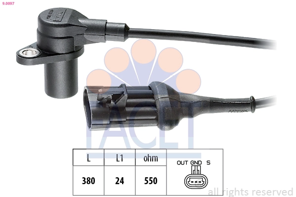 Capteur d'angle, vilebrequin FACET 9.0097