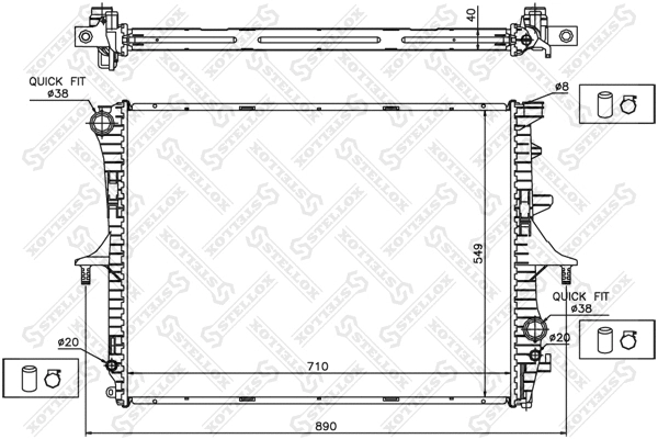 Radiateur, refroidissement du moteur STELLOX 10-25446-SX