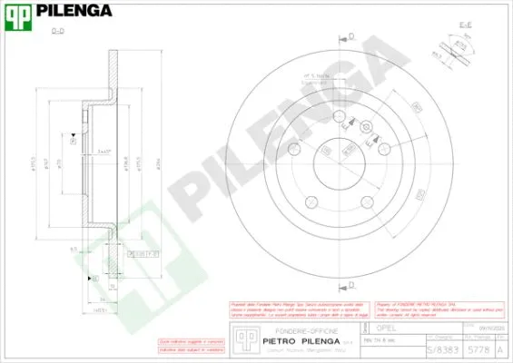 Disque de frein PILENGA 5778
