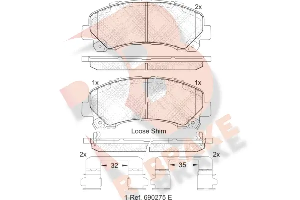 Kit de plaquettes de frein, frein à disque R BRAKE RB2082