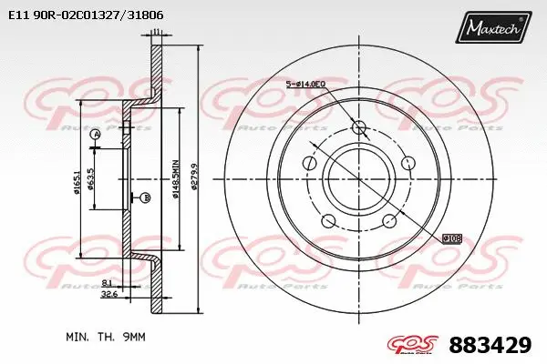 Disque de frein MAXTECH 883429