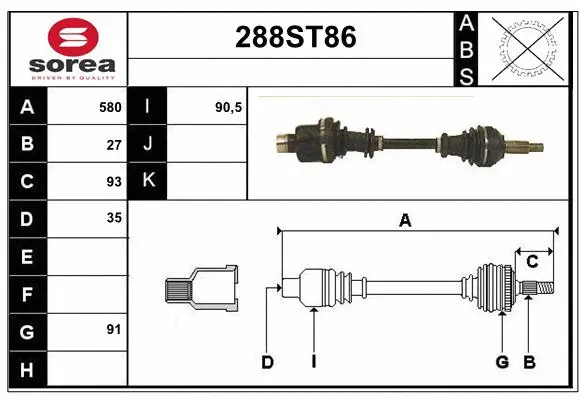 Arbre de transmission STARTCAR 288ST86