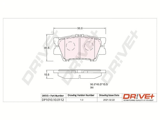 Kit de plaquettes de frein, frein à disque Dr!ve+ DP1010.10.0112