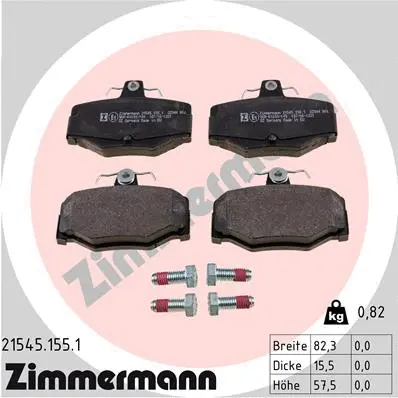 Kit de plaquettes de frein, frein à disque ZIMMERMANN 21545.155.1