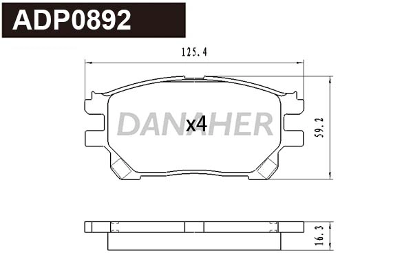 Kit de plaquettes de frein, frein à disque DANAHER ADP0892