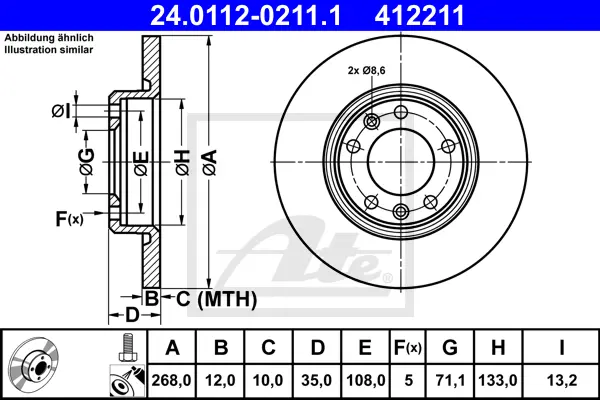 Disque de frein ATE-APAC 24.0112-0211.1
