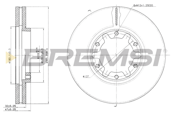 Disque de frein BREMSI CD7552V